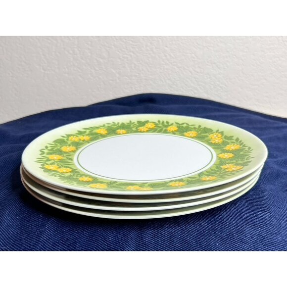 Vintage Lenox Ware Set Of 4 Yellow Daisy Pattern Melamine Plates 9-1/2" READ - Picture 15 of 16